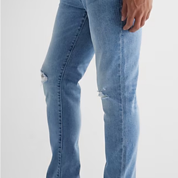 Express Men’s Skinny Light Wash Ripped Hyper Stretch Jeans NWT - Picture 2 of 4
